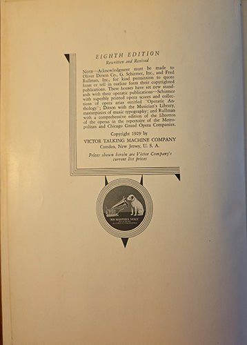 The Victrola Book of the Opera (1939, ) – rare, vintage, or collectible item from Deb’s Book Paradise