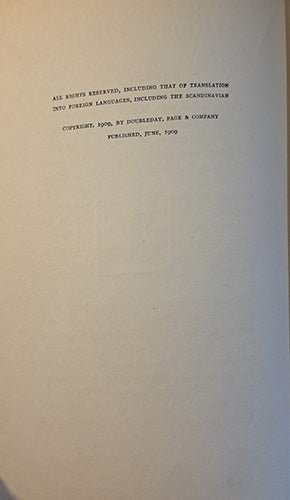 Copyright page of House Plants and How to Grow Them, dated 1909, showing publication and rights information.