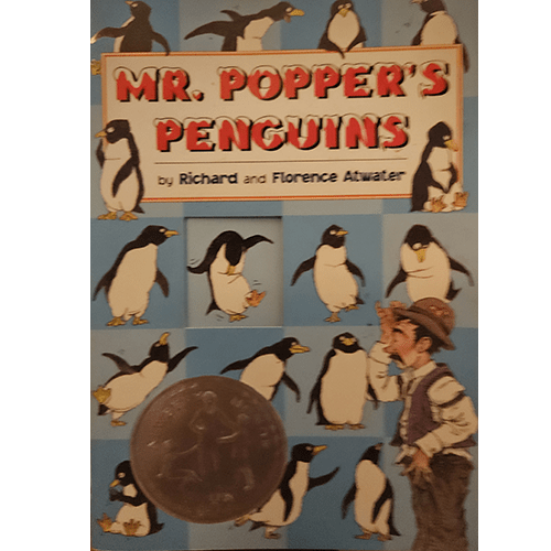 Cover of Mr. Popper's Penguins by Richard and Florence Atwater, featuring whimsical illustrations of penguins and Mr. Popper. This charming children's book is a beloved classic of fun and adventure.