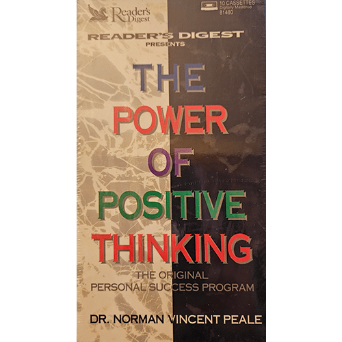 Cover of The Power of Positive Thinking cassette series by Dr. Norman Vincent Peale, featuring bold typography and a motivational self-help theme.