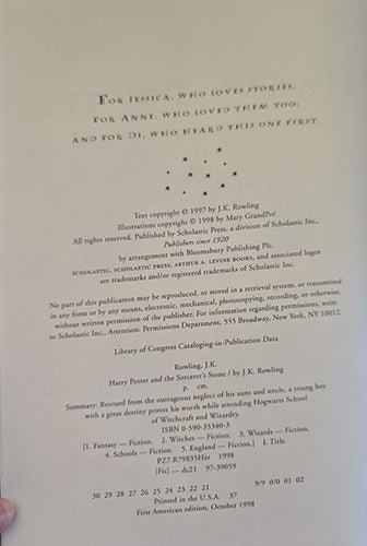 Harry Potter and the Sorcerer's Stone first edition – rare, vintage, or collectible item from Deb’s Book Paradise