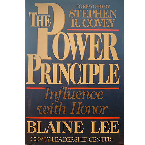 The cover of "The Power Principle: INFLUENCE WITH HONOR" features a bold, modern design with the title in large, commanding letters. The background is simple, allowing the focus to remain on the title. The author’s name is prominently displayed, suggesting authority and expertise in the field of leadership.