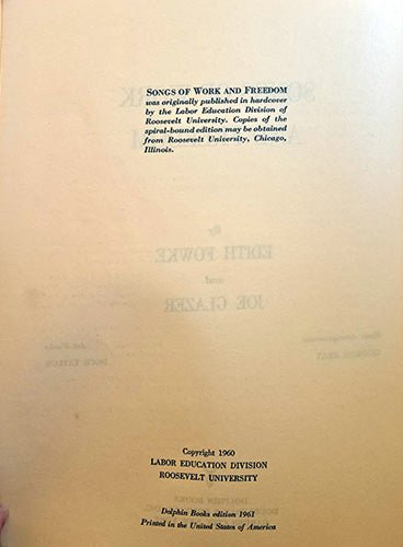 Songs of Work and Freedom – rare, vintage, or collectible item from Deb’s Book Paradise
