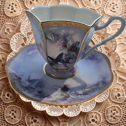 Bradford Editions “Flight of Fancy” Teacup & Saucer – Collectible Bone China
