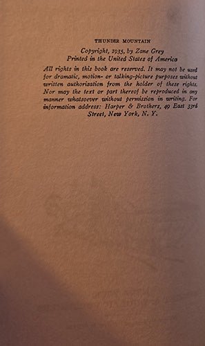 Thunder Mountain Zane Grey – rare, vintage, or collectible item from Deb’s Book Paradise