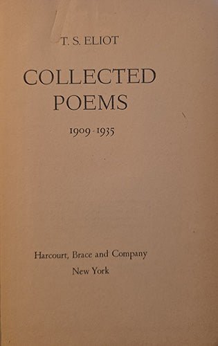 Collected Poems, 1909–1935 - TS Eliot – rare, vintage, or collectible item from Deb’s Book Paradise