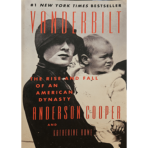 The cover of "Vanderbilt: The Rise and Fall of an American Dynasty" features a vintage photograph of a woman holding a child, evoking the historical and familial themes explored in the book.