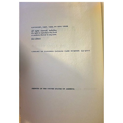 King Vidor: A tree is a Tree – rare, vintage, or collectible item from Deb’s Book Paradise