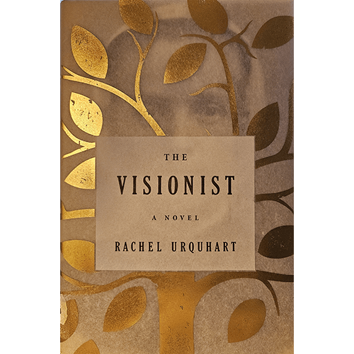 The cover of The Visionist features an abstract tree with golden leaves against a muted background, symbolizing spiritual awakening and growth. The novel's title and author are prominently displayed in elegant typography.