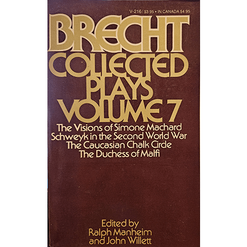 Cover of Bertolt Brecht: Collected Plays Volume 7, featuring a dramatic and artistic design with Brecht’s name and title prominently displayed, reflecting the innovative and provocative nature of his theater.